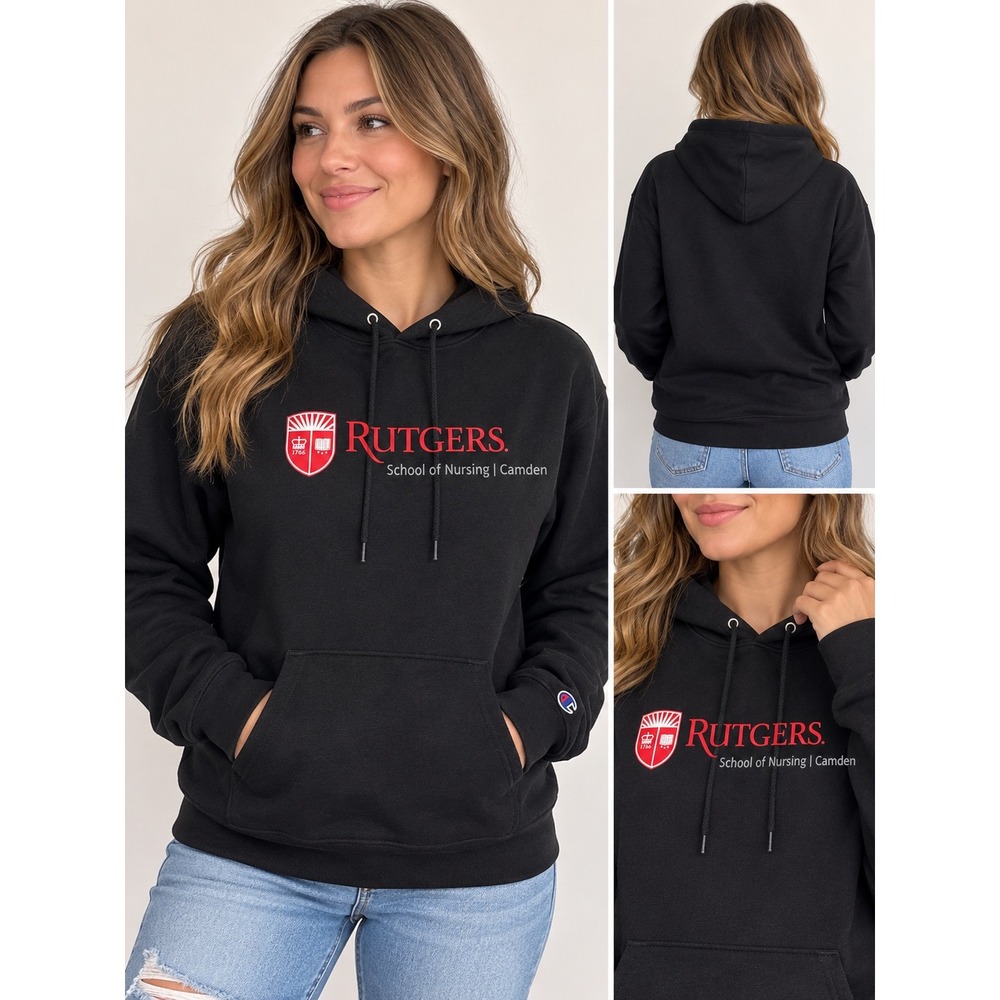 Champion Rutgers School of Nursing Camden Hoodie Black Sweatshirt Mens Small